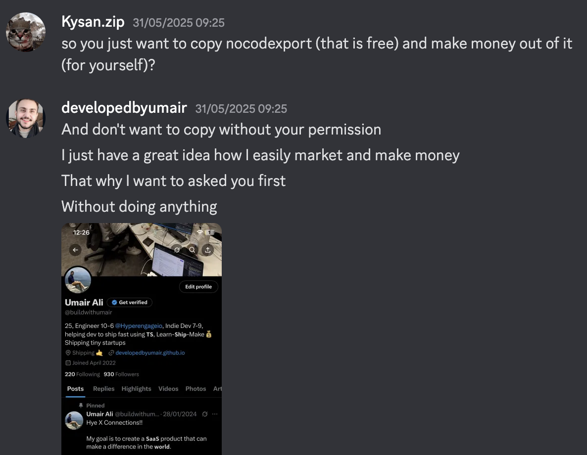 Exchange screenshot